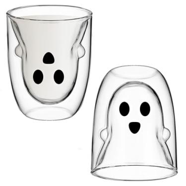 Imagem de Honeydak Xícara de café fantasma de Halloween caneca fofa de chá e leite copo isolado de parede dupla bom presente para mulheres, homens e pessoas de escritório (transparente, clássico)
