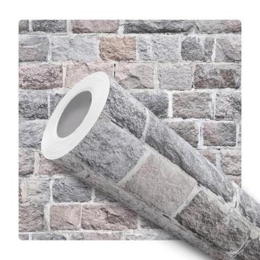 Imagem de Papel De Parede Adesivo Lavável Sala Pedra Rustica 3d Tijolinho Antigo