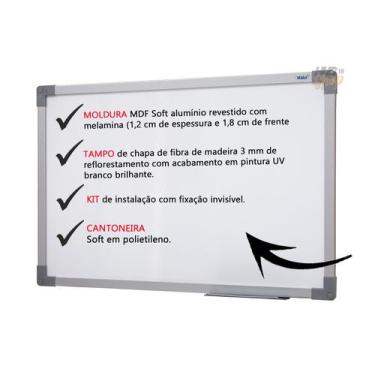 Imagem de Quadro Lousa Branco 90X60cm Moldura Mdf Alumínio Soft Stalo