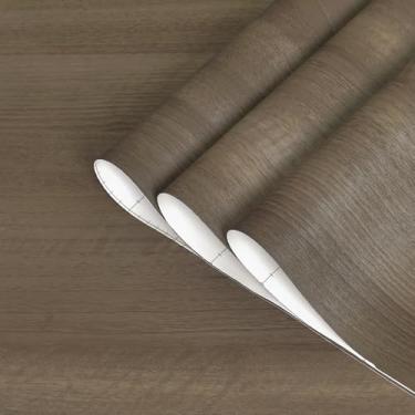Imagem de Papel de parede de contato de madeira cinza escuro para armário marrom marrom nogueira texturizado papel de parede 40,6 x 500,4 cm fosco espesso removível vinil autoadesivo impermeável grão de madeira
