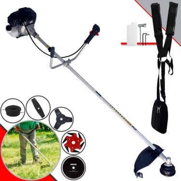 Imagem de Roçadeira RT43LB25A À Gasolina 43cc 1,7HP Completa Com Carretel de Nylon e Lâmina 3 Pontas + EXTRA Lâmina 2 Pontas, Lâmina 6 Pontas e Lâmina 80 Dentes