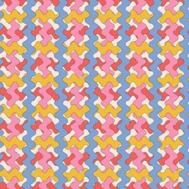 Imagem de Quadro Decorativo Groovy com Estampa Distorted Chessboard e Listras Onduladas - Arte Moderna para Decoração de Parede 30x30cm