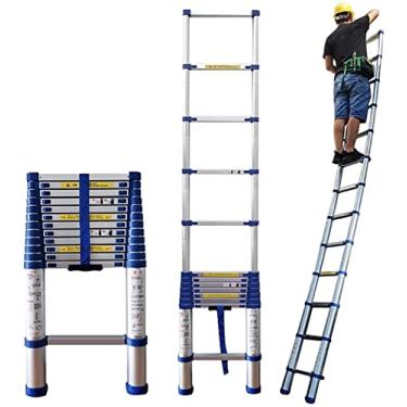 Imagem de OKUOKA Escada telescópica estendida e subida, escadas telescópicas de extensão de alumínio de 8 m/7 m/6,2 m/5 m/4 m/3,8 m/2,6 m de comprimento, para trabalho ao ar livre (tamanho: 1,8 m/5,9 pés