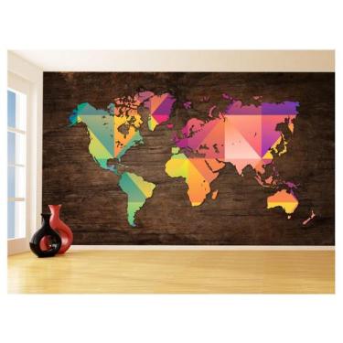 Imagem de Papel De Parede Mapa Mundi Concreto Arte Cores 3,5M Nmu68 - Você Decor
