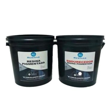 Imagem de Kit Resina Epóxi Preta+ Endurecedor Porcelanato Líquido 25Kg - Ag Resi
