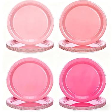 Imagem de IASINN Pacote com 48 pratos de papel de 17 cm, pratos de sobremesa descartáveis, pratos de jantar, pratos de papel de almoço, para Halloween, Ação de Graças, aniversário, casamento, chá de bebê