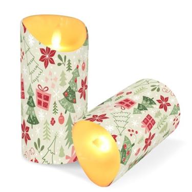 Imagem de ATTX Pacote com 2 velas de árvore de Natal sem chamas – Velas LED de 7,6 cm x 15 cm com controle remoto e temporizador para casa, casamento, decoração de acampamento #756