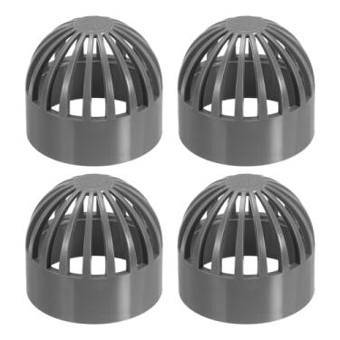 Imagem de PATIKIL Tampa permeável para peixes de 63 mm (63 mm), tampa respirável de PVC com 4 peças, capa de entrada de aquário de proteção de aquário, cinza