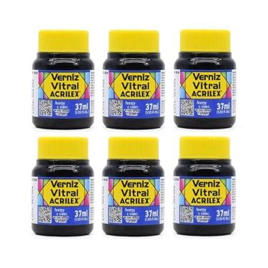 Imagem de Kit 6 Verniz Vitral Acrilex Azul Vivo 597 37ml – Acabamento Brilhante para Vidro, Copos, Garrafas, Vasos, Cerâmica e Porcelana – Efeito Vitrais Profissional