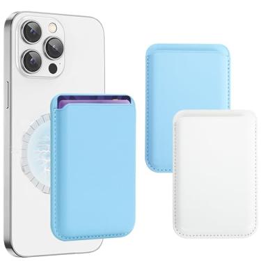 Imagem de Ac.y.c [Pacote com 2] Carteira Magnética com Magsafe, Carteira de Telefone de Couro Slim Porta-Cartões Bolso para Telefone Capa Adesiva para Telefone Compatível com iPhone 15 14 13 12 Pro/Pro