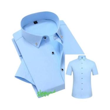 Imagem de Camisa Casual Masculina Branca De Manga Curta E Longa Versão Coreana D