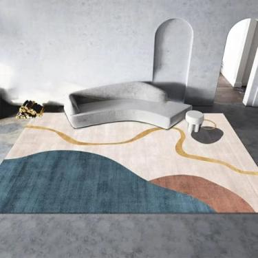 Imagem de Tapete decorativo abstrato para sala de estar, decoração simples, tapete para quarto, antiderrapante, fácil de limpar, tapete para mesa de centro (180x280cm 71x110in/Sem fiapos12)