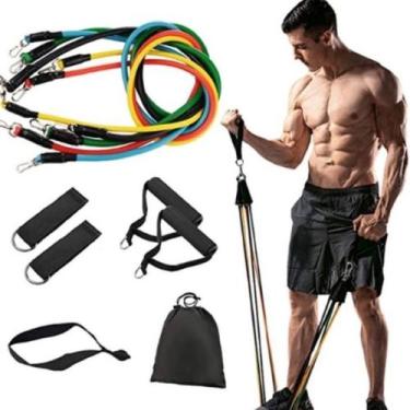 Imagem de Elástico Extensor  kit 11 Peças Power Tube  Treino  Fitness Funcional 