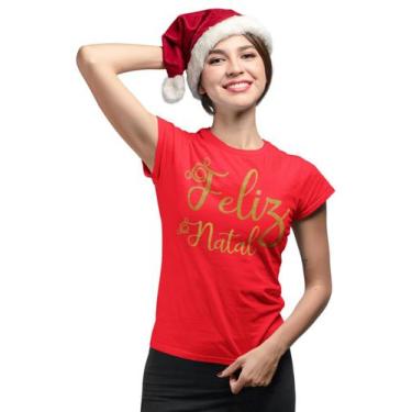 Imagem de T-Shirt Baby Look Feliz Natal Papai Noel Vermelho - Del France, GG