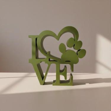 Imagem de Decoração de Mesa LOVE Pet com Coração e Patinha Escultura Decorativa 
