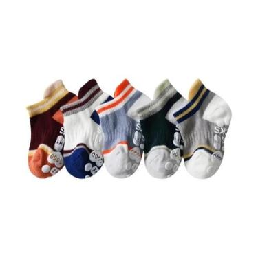Imagem de Meias De Algodão Respiráveis Antiderrapantes Para Crianças 5 Pares Mei