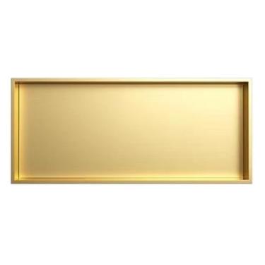 Imagem de Nicho de banheiro de chuveiro embutido, organizador de prateleira embutida para carrinhos de chuveiro, aço inoxidável para banheiro/armazenamento/xampu/artigos de higiene pessoal (Cor: Dourado