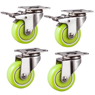 Imagem de Rodas de rodízio resistentes para móveis e carrinhos, rodízios giratórios pequenos com placa, rodas de nylon duráveis, rodízios de substituição universais para vasos de flores e molduras - pacote com