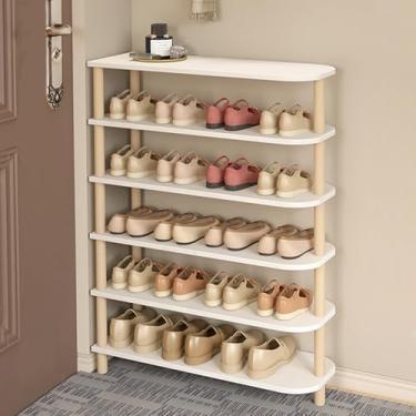 Imagem de Sapateira de madeira de pinho de 5 camadas para entrada, sala de estar, quarto - organizador de armazenamento de sapatos para casa e apartamento - Armário de sapatos de corredor estreito (48 x 24 x