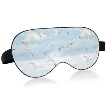 Imagem de Burbuja Máscara de dormir de gaivota para mulheres e homens, máscara de olhos refrescante para dormir lateral com blackout com alça elástica ajustável para viagens