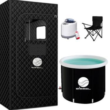 Imagem de Kit Sauna a Vapor Portátil Úmida e Banheira de Gelo Recovery Relaxamento Residencial Universal Gerador Com Temporizador Cadeira (110v)