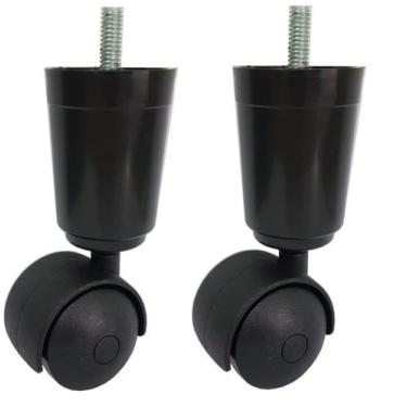 Imagem de  Pé Cama Box Preto Plástico Rodízio Rodinha - Jthome, Preto, 2