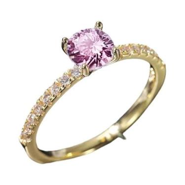 Imagem de Anel De Casamento Feminino Com Zircônia Cúbica De 4 Garras, Aliança De