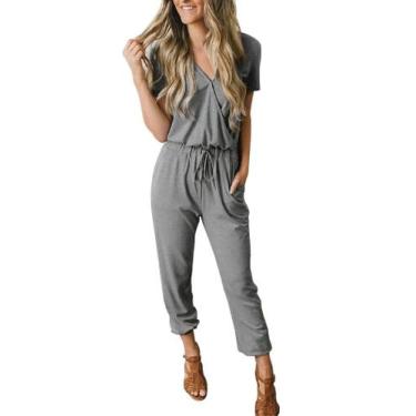 Imagem de Macacão Feminino PRETTYGARDEN Cinza Manga Curta XL