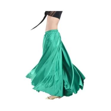 Imagem de Saia Longa De Dança Do Ventre Espanhola Em Cetim Brilhante Com 14 Core