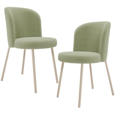 Imagem de Kit 02 Cadeiras Para Sala de Jantar Cozinha Estofada Gavi Arena L02 Bouclê Oliva - Lyam Decor