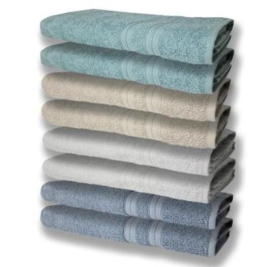 Imagem de 8 Toalhas Grande E Grossa 2 Azul 2 Branco 2 Bege 2 Verde - TOALHAS SHO