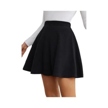 Imagem de Saia Feminina De Cintura Alta Plissada Bufante De Tricô, Modelo Evasê 