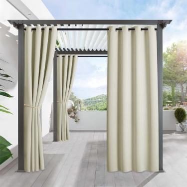 Imagem de Cortinas para exteriores RYB HOME opacas impermeables beige 52x90 cm