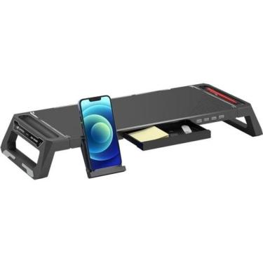 Imagem de Suporte para Monitor BM-100BK com Ajuste Dobrado Ou Aberto e Hub USB 4 Portas Preto C3tech