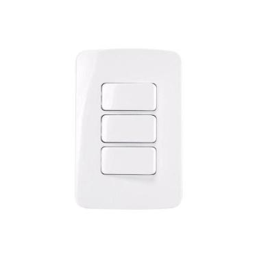 Imagem de Interruptor Simples Triplo Margirius B3 10a Com Placa 4x2 Branco Branc