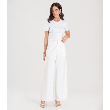 Imagem de Blusa Feminina Manga Curta Com Rebites Dianna Branco-Feminino