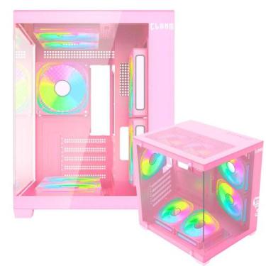 Imagem de Gabinete Gamer Aquário Grodd Candy Cor Rosa Com Vidro  Temperado Supor