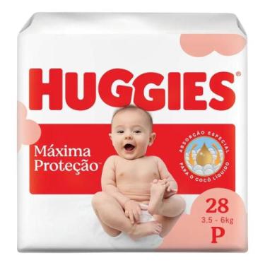 Imagem de Fralda Huggies Máxima Proteção Tamanho P 3,5-6kg com 28 Fraldas Descar