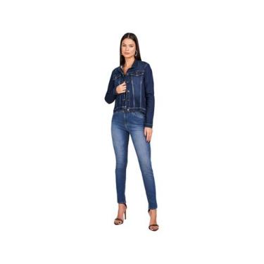 Imagem de Jaqueta Jeans Feminina Lado Avesso Azul, PP