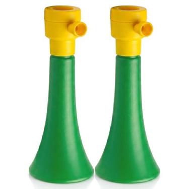 Imagem de Kit 2 Corneta De Assopro N1 Verde E Amarela Vuvuzelas Torcida Copa Do 