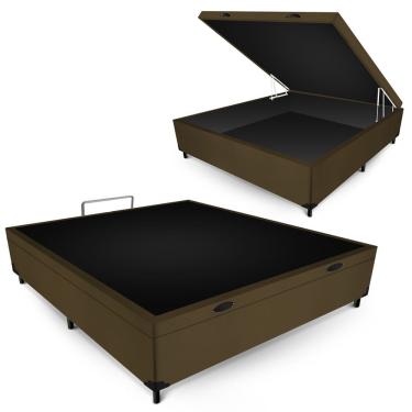 Imagem de Box Baú Max Ultra 138CM Casal Suede com Estrutura em MDF Marrom Maxispuma