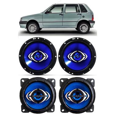 Imagem de Kit Alto Falante Fiat Uno 1980 à 2013 Porta Dianteira e Traseira Hurricane 240W rms