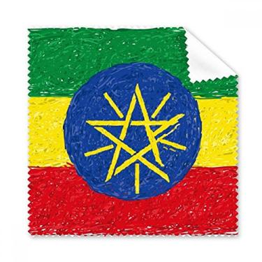 Imagem de Listras com bandeira da Etiópia e giz de cera, pano de limpeza para tela de celular, 5 peças