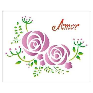 Imagem de Stencil de Plástico para Pintura OPA 20 x 25 cm - 1407 Flores Retro