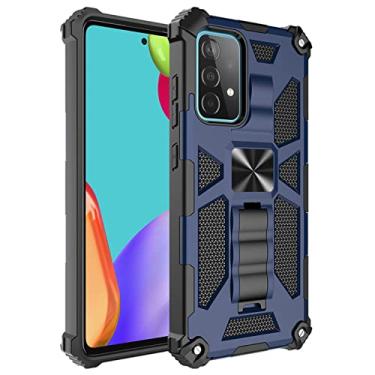 Imagem de ZiEuooo Capa de telefone com suporte magnético de metal TPU rígido para Samsung Galaxy S22 S21 S20 Ultra Plus FE A73 A53 A33 5G Shell, capa traseira de proteção total (azul, A55 5G)