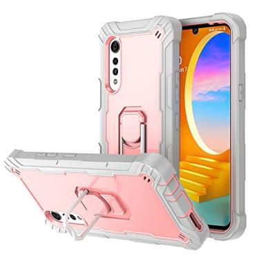 Imagem de For LG Velvet PC + Rubber 3-layers Shockproof Protective Case with Rotating Holder