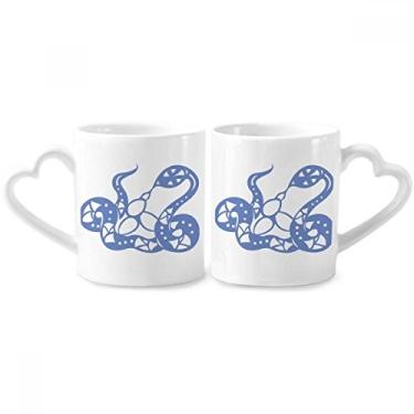 Imagem de Conjunto de canecas de porcelana para casal do zodíaco da China ano de cobra animal xícara de coração