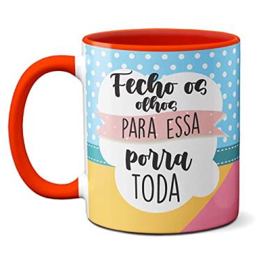 Imagem de Caneca Lhama Pijama Fofa Fecho Os Olhos Pra Essa Porra Toda (Vermelha)