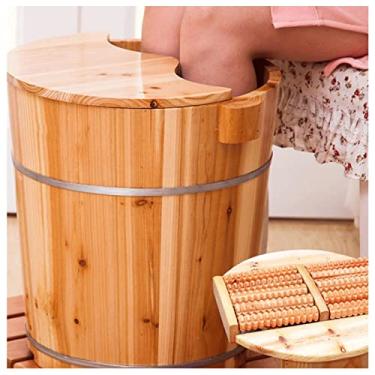 Imagem de O barril de madeira ADITAM alivia a fadiga, o rolo de massagem massageador de pés com água durável, o spa profissional para pés de madeira pode ser embebido para remover a pele morta e calosidades