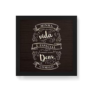 Imagem de Arte Maníacos Quadro Decorativo em Madeira Minha Vida É Especial - 30x30cm (Moldura caixa em laca preta)